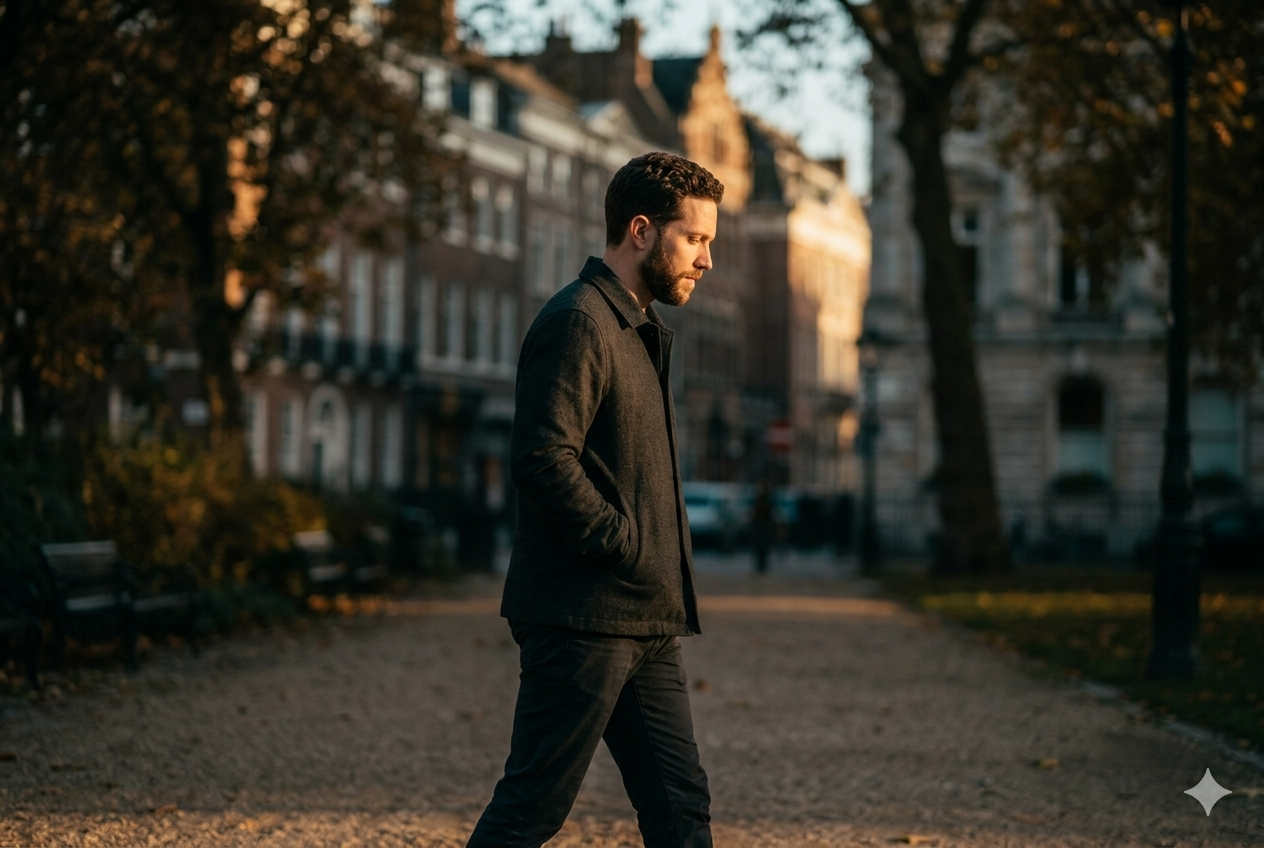 Person walking slowly outdoors — a calm-down activity in practice