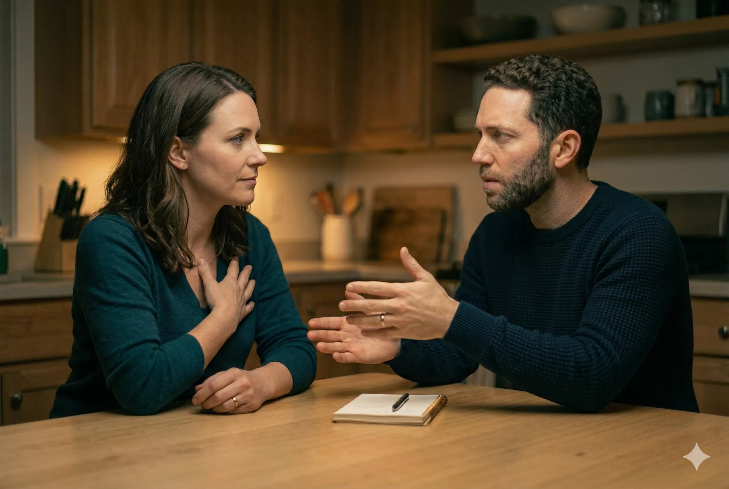 A person reaching a hand toward another — a genuine repair gesture after conflict